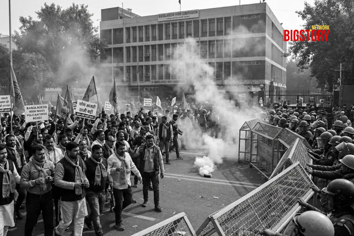 Delhi on Edge: VHP Storms Barricades Over Hindu Lynching in Bangladesh